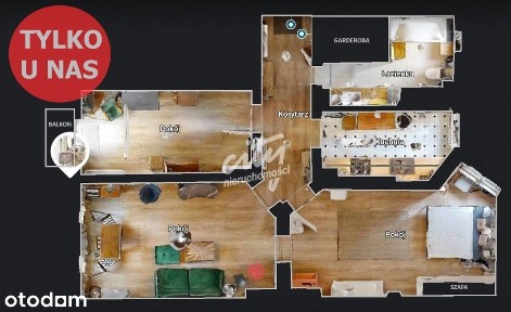Centrum! 3 pokoje, balkon, osobna kuchnia!