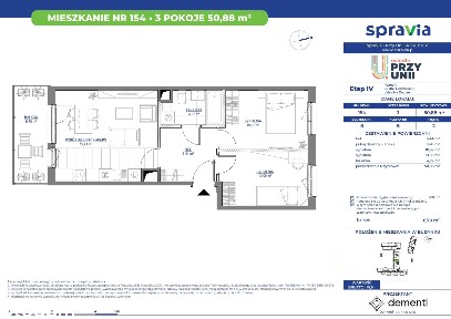 3-pokojowe mieszkanie 50m2 + balkon