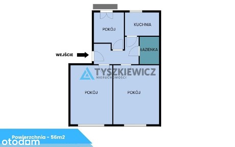 Świętojańska, dwustronne 3 pokojowe
