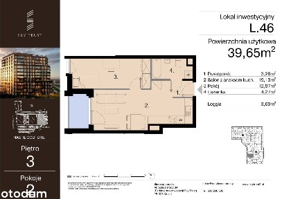 2-pokojowe mieszkanie 39m2 + loggia Bezpośrednio