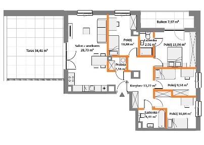 Apartament 106 m² | 7 piętro z pięknym tarasem | Sypialnia z łazienką!