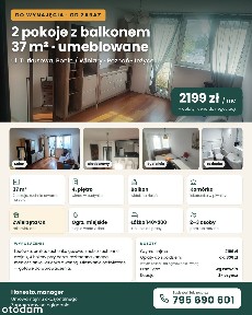 2 pokoje z balkonem | 37 m² | Uniwersytet Przyrodniczy | winda