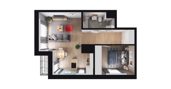 2-pokojowe mieszkanie 40m2 + balkon