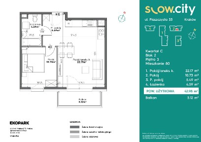2-pokojowe mieszkanie 43m2 + balkon