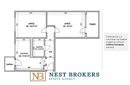 Olsza | 52,4 m² | 2 pokoje | Loggia + balkon | Blisko uczelni