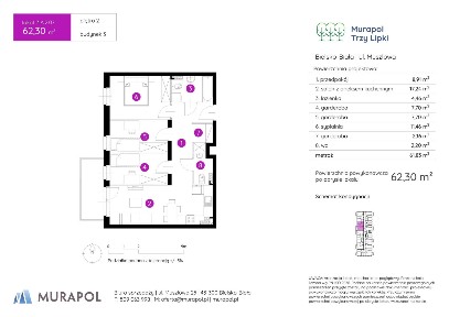 2-pokojowe mieszkanie 62m2 + balkon
