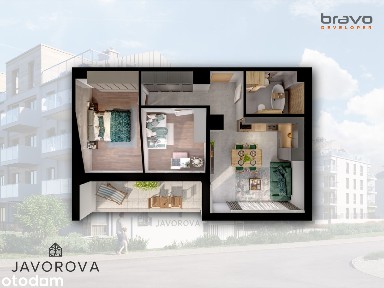 3 pokoje 48,07 m² + taras | JAVOROVA B1.M40
