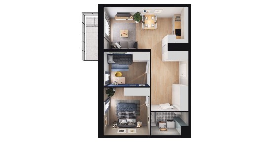 3-pokojowe mieszkanie 55m2 + balkon