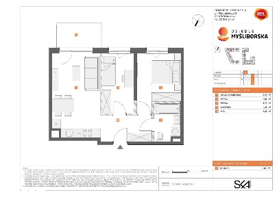 3-pokojowe mieszkanie 48m2 + balkon