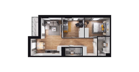 3-pokojowe mieszkanie 56m2 + loggia