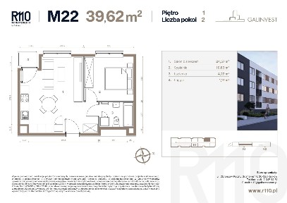 2-pokojowe mieszkanie 39m2 + loggia
