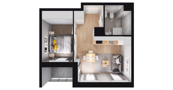2-pokojowe mieszkanie 31m2 + loggia Bez Prowizji