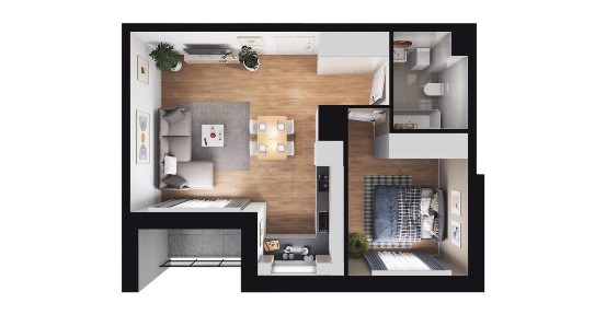 2-pokojowe mieszkanie 39m2 + loggia Bez Prowizji