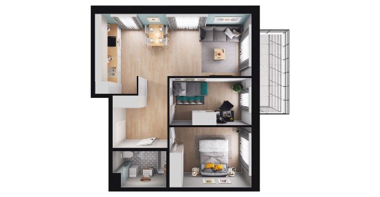 3-pokojowe mieszkanie 55m2 + balkon Bezpośrednio