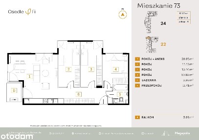 4-pokojowe mieszkanie 82m2 + balkon