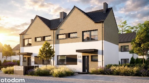 Bliźniak 75,75 m2 + poddasze 30 m2 +pompa ciepła + 2 miejsca postojowe