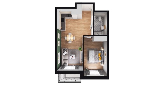 2-pokojowe mieszkanie 41m2 + loggia